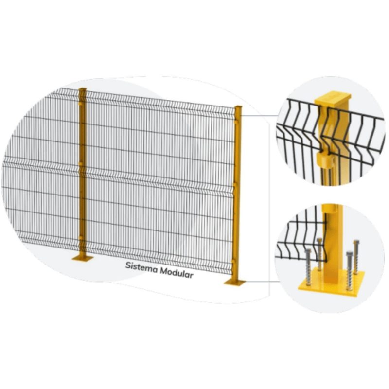Painel Gradil NR12 malha 5x20 cm fio 4,10mm Amarelo 1,50 altura - Image 6