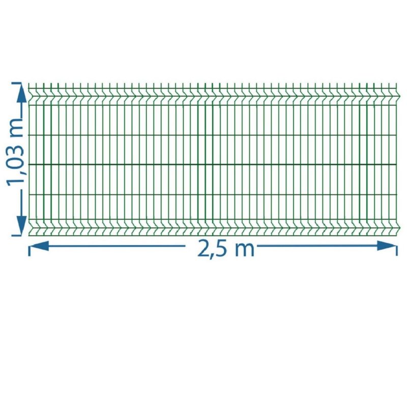 Painel Gradil malha 5x20 cm fio3,80mm Galvanizado a fogo 1,03 altura