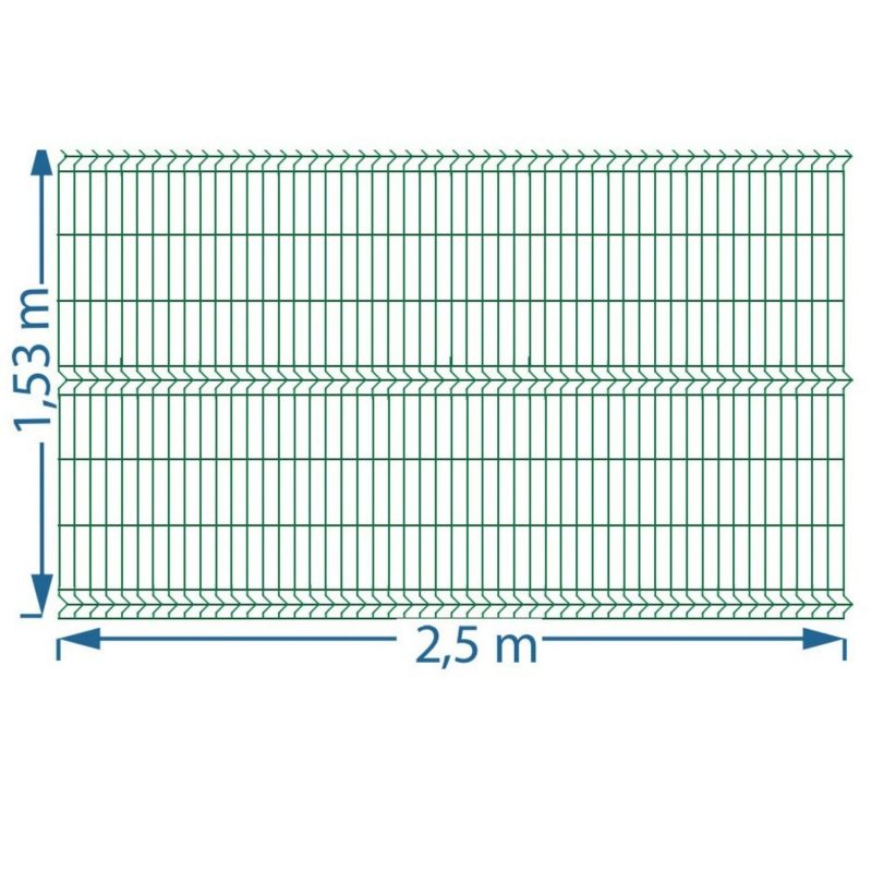 Painel Gradil malha 5x20 cm fio3,80mm Galvanizado a fogo 1,53 altura